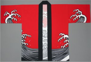画像4: 「大波」祭り・販促・イベントに!【祭り法被】【半纏】顔料染(シルクスクリーン)『波』 (4)