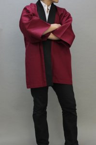 画像1: 無地法被 エンジ　 カラー無地ハッピ　安心のGポプリン綿１００％ (1)