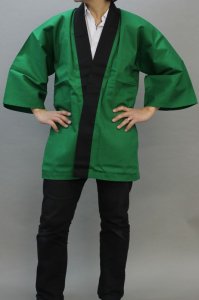 画像3: 無地法被 緑カラー無地ハッピ 安心のGポプリン綿100% (3)