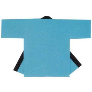 画像2: 即日発送対応法被両衿合計10文字まで衿加工コミコミ！無地法被　水色（やや濃い） (2)