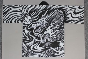 画像1: 急ぐんだ！！襟印刷プリントコミコミ「龍」【祭り法被】両衿合計10文字まで衿加工コミコミ (1)