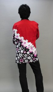 画像1: 急ぐんだ！！襟印刷プリントコミコミ「赤桜」【法被】両衿合計10文字まで衿加工コミコミ (1)