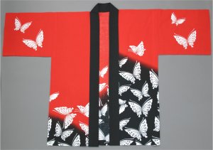 画像2: 急ぐんだ！！襟印刷プリントコミコミ「蝶々」【祭り法被】両衿合計10文字まで衿加工コミコミ (2)