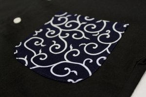 画像2: 居酒屋さん制服むけ黒無地鯉口シャツ+ワンポイント (2)