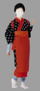 画像1: 茶摘み衣装は茶摘み娘、薄め生地の茶娘の着物人気No.2 (1)