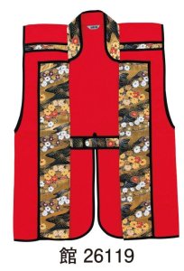 画像4: 陣羽織 簡易陣羽織をお値段以上の高級陣羽織に格上げした、お祭り天国製品 赤生地 紗綾形地紋の高級見栄え (4)