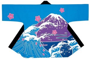 画像1: 顔料染半纏 （法被）富士山 (1)