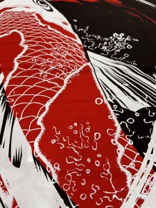 画像3: ハッピ、法被（鯉）黒地に赤い鯉 (3)