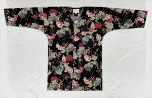 画像1: 【鯉口シャツ】獅子ボタン桜　売れ筋黒系　一旦売り切れましたが再販決定 (1)