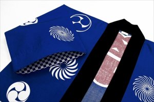 画像2: 激安祭り法被【青】定番の青地に市松　激安ハッピ業界で定番のチェック柄　処分品のため前もって在庫数を御確認ください。 (2)