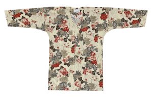 画像1: 【鯉口シャツ】獅子ボタン桜　人気の生成り系　生地追加して再販決定 (1)