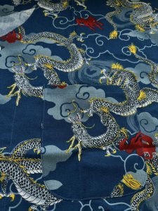 画像3: 鯉口シャツ【歳時記】龍 暗すぎない濃いめの青ネズ地色 (3)