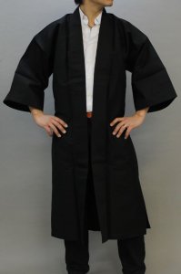 画像1: よさこい入門にも最適の長い法被（カラーロングハッピ）【黒】大人サイズ　限定値下げ中 (1)