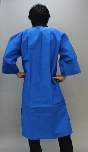 画像2: よさこい長い法被（カラーロングハッピ）【青】大人サイズ (2)