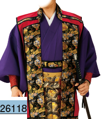 陣羽織 赤地色に豪華金襴・前たてつきの本格派　大人サイズ